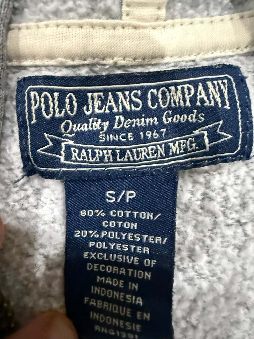 Vintage Y2K Polo Jeans Ralph Lauren RL67 Zip Hoodie Gray Small - Picture 4 of 6